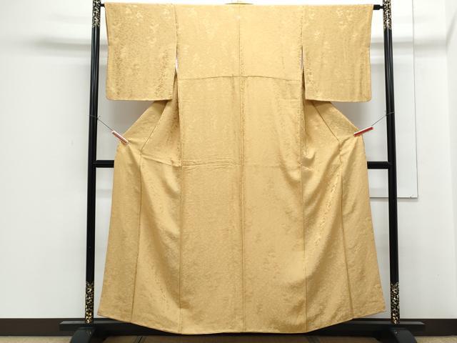 平和屋着物■上質な色無地　樹林地紋　卵色　正絹　逸品　CABF1841th