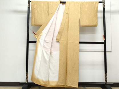 平和屋着物■上質な色無地　樹林地紋　卵色　正絹　逸品　CABF1841th