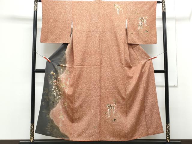 平和屋着物■訪問着　枝垂れ花文　暈し染め　金彩　正絹　逸品　CABF1844th