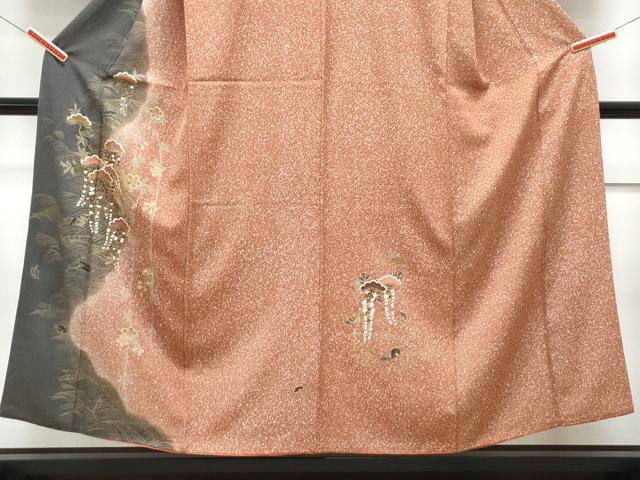 平和屋着物■訪問着　枝垂れ花文　暈し染め　金彩　正絹　逸品　CABF1844th