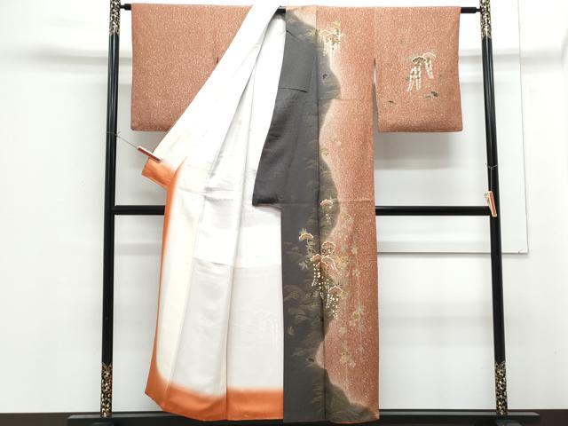 平和屋着物■訪問着　枝垂れ花文　暈し染め　金彩　正絹　逸品　CABF1844th