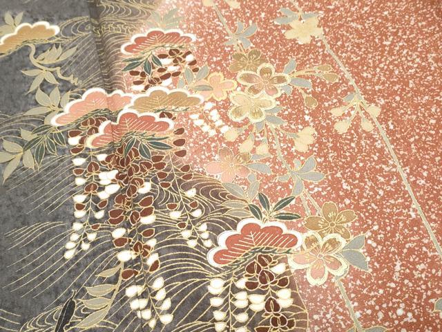 平和屋着物■訪問着　枝垂れ花文　暈し染め　金彩　正絹　逸品　CABF1844th