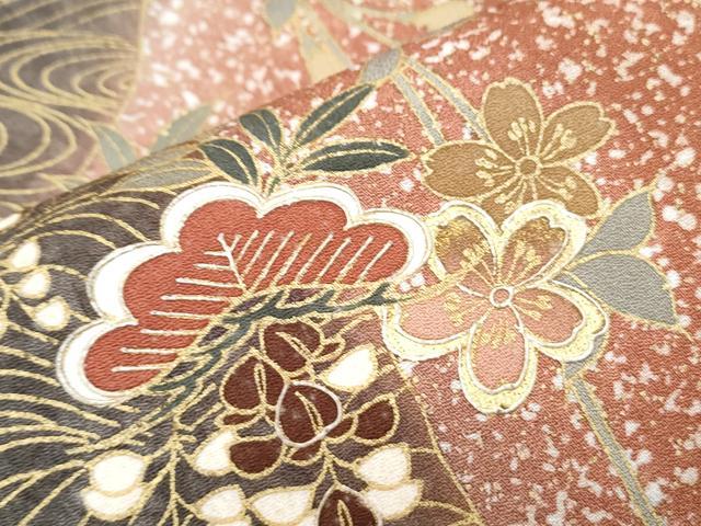 平和屋着物■訪問着　枝垂れ花文　暈し染め　金彩　正絹　逸品　CABF1844th