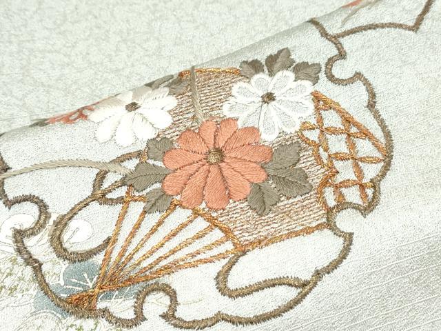 平和屋着物■訪問着　刺繍　雪輪扇面花文　暈し染め　金銀彩　正絹　逸品　CABF1846th