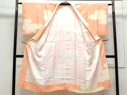 平和屋着物■長襦袢　袷　絞り　草花地紋　正絹　逸品　CABF1858th