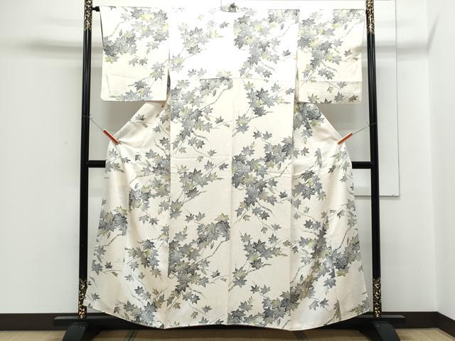 平和屋着物■上質な小紋　枝葉文　正絹　逸品　CABF1862th