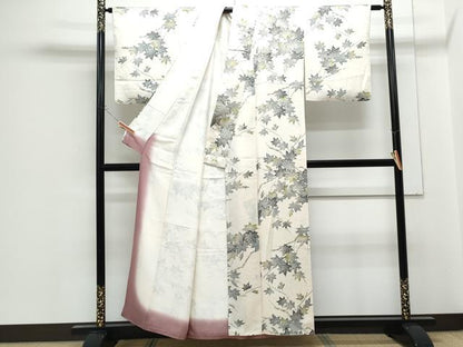 平和屋着物■上質な小紋　枝葉文　正絹　逸品　CABF1862th
