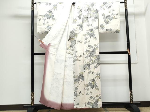 平和屋着物■上質な小紋　枝葉文　正絹　逸品　CABF1862th