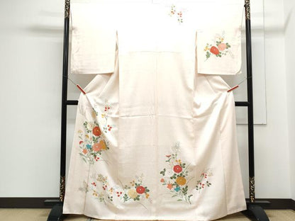 平和屋着物■訪問着　駒刺繍　草花文　金彩　正絹　逸品　CABF1878th