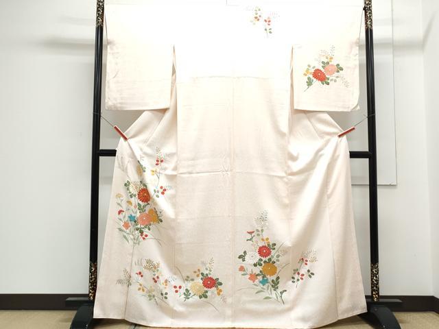 平和屋着物■訪問着　駒刺繍　草花文　金彩　正絹　逸品　CABF1878th