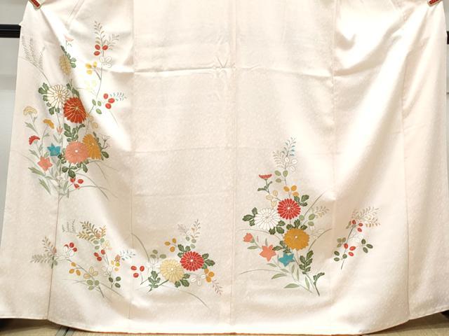 平和屋着物■訪問着　駒刺繍　草花文　金彩　正絹　逸品　CABF1878th
