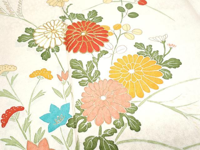 平和屋着物■訪問着　駒刺繍　草花文　金彩　正絹　逸品　CABF1878th
