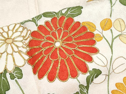 平和屋着物■訪問着　駒刺繍　草花文　金彩　正絹　逸品　CABF1878th