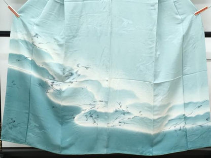 平和屋着物■訪問着　地紋起こし　草葉文　暈し染め　正絹　逸品　CABF1879th