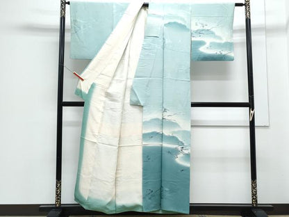 平和屋着物■訪問着　地紋起こし　草葉文　暈し染め　正絹　逸品　CABF1879th