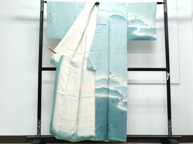 平和屋着物■訪問着　地紋起こし　草葉文　暈し染め　正絹　逸品　CABF1879th