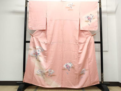 平和屋着物■訪問着　扇面花鳥文　暈し染め　金彩　正絹　逸品　CABF1884th
