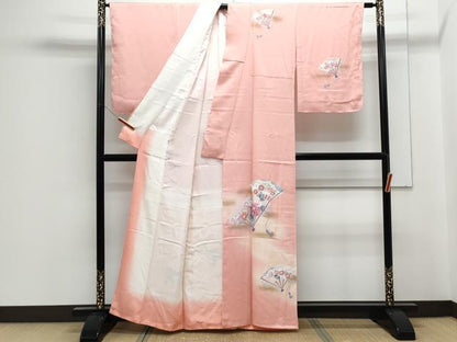 平和屋着物■訪問着　扇面花鳥文　暈し染め　金彩　正絹　逸品　CABF1884th
