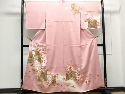 平和屋着物■訪問着　屏風風景文　暈し染め　金彩　正絹　逸品　CABF1887th