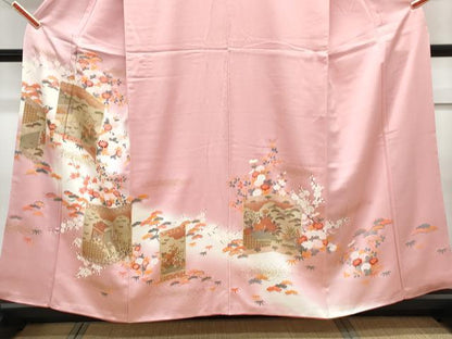 平和屋着物■訪問着　屏風風景文　暈し染め　金彩　正絹　逸品　CABF1887th