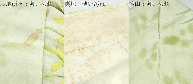 平和屋着物■訪問着　手描き　駒刺繍　草花文　暈し染め　金彩　正絹　逸品　CABF1888th
