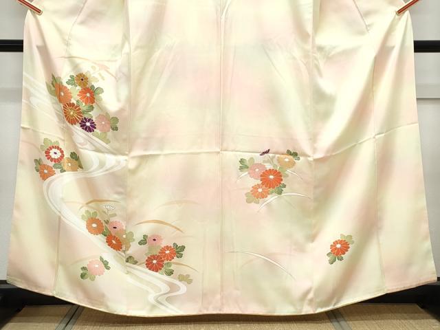 平和屋着物■訪問着　駒刺繍　流水花文　暈し染め　金彩　正絹　逸品　CABF1890th