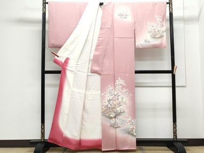平和屋着物■訪問着　草花文　暈し染め　金彩　正絹　逸品　CABF1892th