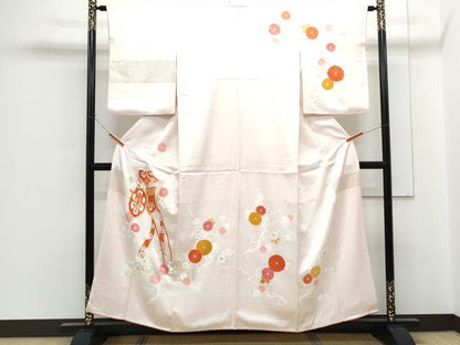 平和屋着物■訪問着　駒刺繍　御所車花文　暈し染め　金彩　正絹　逸品　CABF1893th