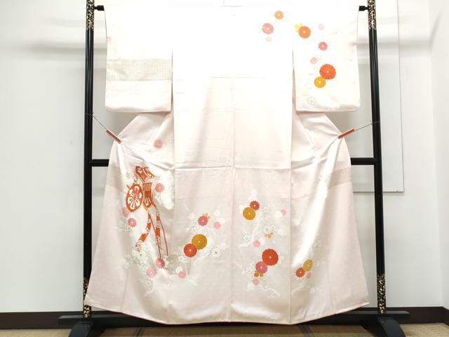平和屋着物■訪問着　駒刺繍　御所車花文　暈し染め　金彩　正絹　逸品　CABF1893th