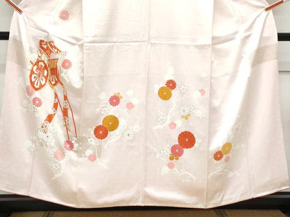 平和屋着物■訪問着　駒刺繍　御所車花文　暈し染め　金彩　正絹　逸品　CABF1893th