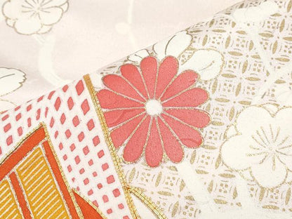 平和屋着物■訪問着　駒刺繍　御所車花文　暈し染め　金彩　正絹　逸品　CABF1893th