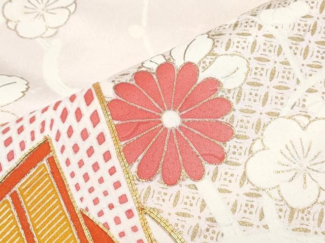 平和屋着物■訪問着　駒刺繍　御所車花文　暈し染め　金彩　正絹　逸品　CABF1893th