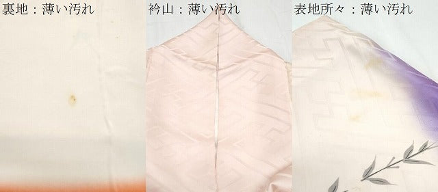 平和屋着物■訪問着　駒刺繍　扇面花文　暈し染め　金彩　正絹　逸品　CABF1894th
