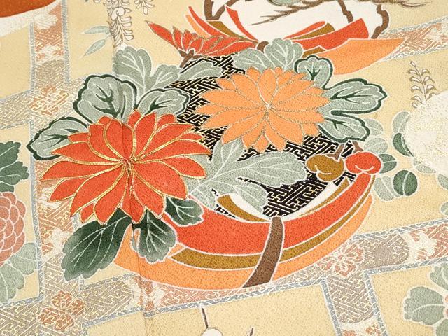 平和屋着物■訪問着　駒刺繍　天井花丸文　金彩　正絹　逸品　CABF1896th