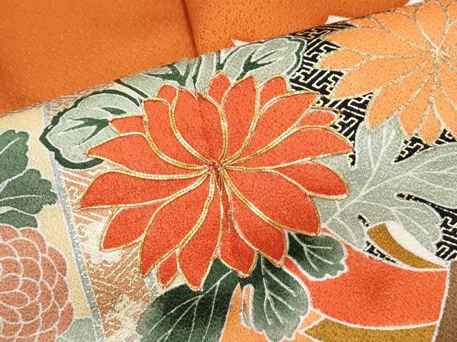 平和屋着物■訪問着　駒刺繍　天井花丸文　金彩　正絹　逸品　CABF1896th