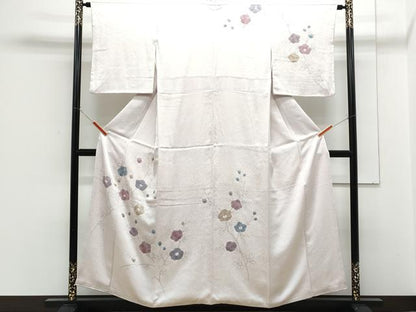平和屋着物■訪問着　手描き　絞り　草花文　正絹　逸品　CABF1897th