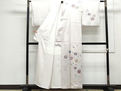 平和屋着物■訪問着　手描き　絞り　草花文　正絹　逸品　CABF1897th