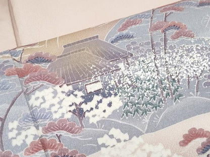 平和屋着物■訪問着　風景文　暈し染め　金銀彩　正絹　逸品　CABF1898th