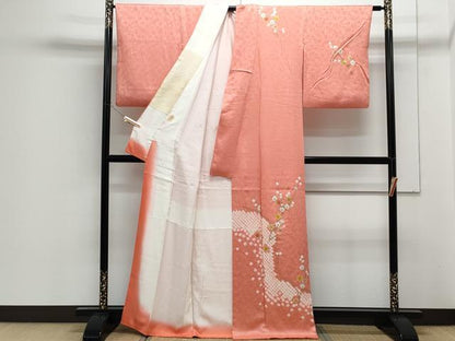 平和屋着物■訪問着　絞り　枝花文　金彩　正絹　逸品　CABF1900th