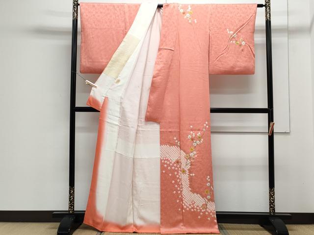 平和屋着物■訪問着　絞り　枝花文　金彩　正絹　逸品　CABF1900th
