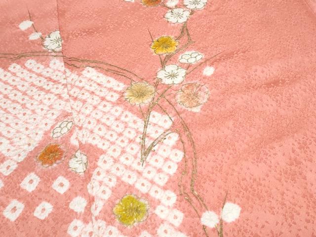 平和屋着物■訪問着　絞り　枝花文　金彩　正絹　逸品　CABF1900th
