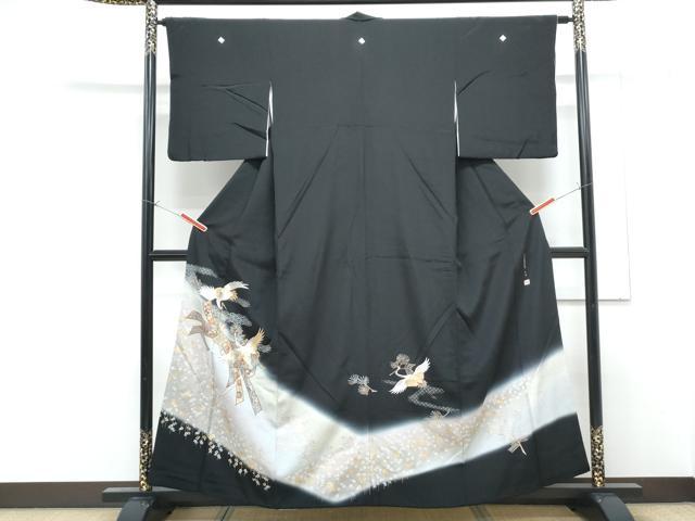平和屋着物■豪華黒留袖　作家物　束ね熨斗飛鶴文　上村松園の世界　暈し染め　金銀彩　正絹　逸品　CABF1905th