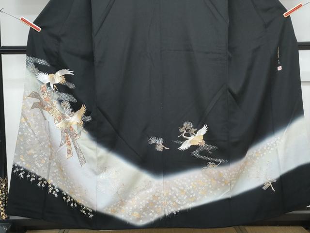 平和屋着物■豪華黒留袖　作家物　束ね熨斗飛鶴文　上村松園の世界　暈し染め　金銀彩　正絹　逸品　CABF1905th