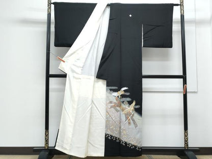 平和屋着物■豪華黒留袖　作家物　束ね熨斗飛鶴文　上村松園の世界　暈し染め　金銀彩　正絹　逸品　CABF1905th