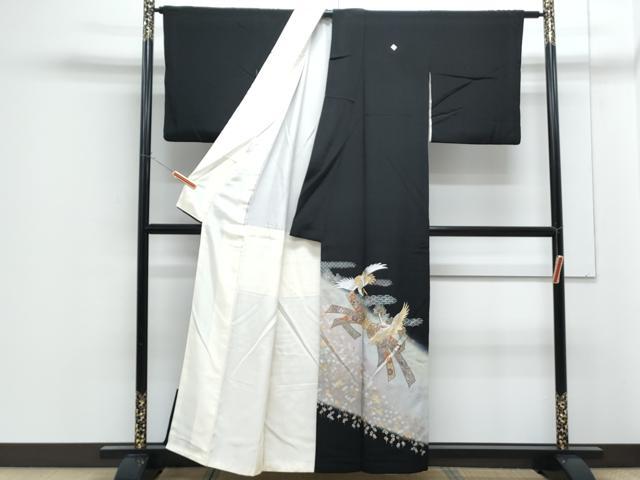 平和屋着物■豪華黒留袖　作家物　束ね熨斗飛鶴文　上村松園の世界　暈し染め　金銀彩　正絹　逸品　CABF1905th