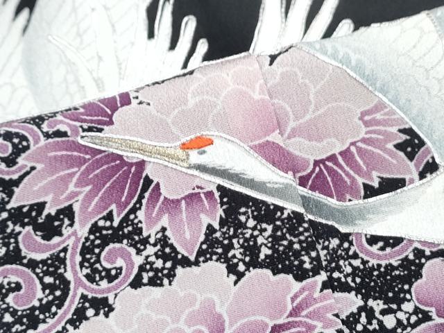平和屋着物■豪華黒留袖　駒刺繍　飛鶴文　正絹　逸品　CABF1906th