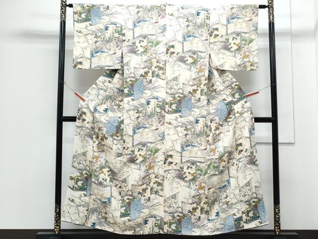 平和屋着物■上質な小紋　屏風草花文　金彩　正絹　逸品　CABF1910th