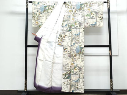 平和屋着物■上質な小紋　屏風草花文　金彩　正絹　逸品　CABF1910th