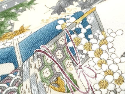 平和屋着物■上質な小紋　屏風草花文　金彩　正絹　逸品　CABF1910th