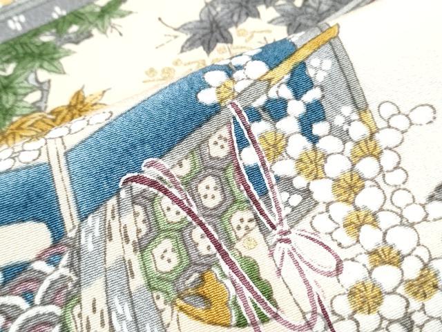 平和屋着物■上質な小紋　屏風草花文　金彩　正絹　逸品　CABF1910th